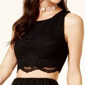 City Studio Lace Black Sleevless Crop Top Size 13 Juniors